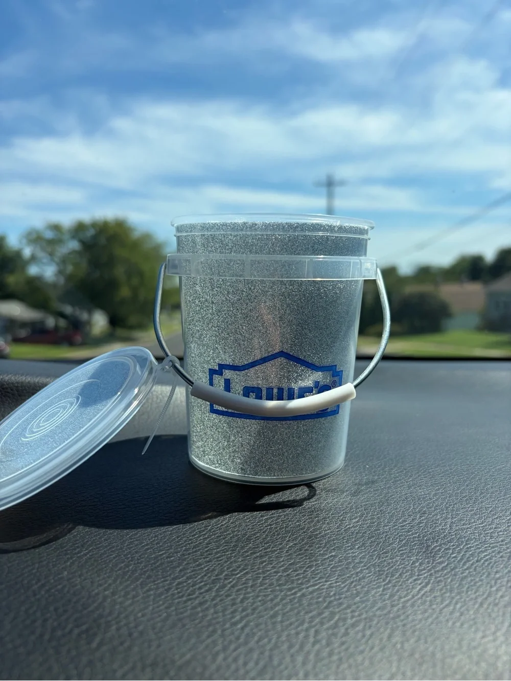 0.4 quart Silver Glitter Mini Lowe’s Bucket With Lid
